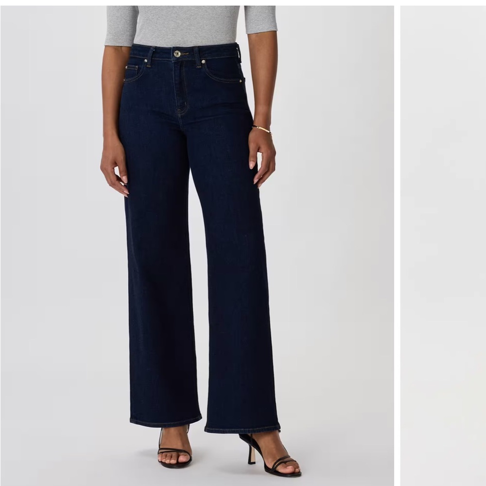 Wide-Leg Dark Blue Jeans